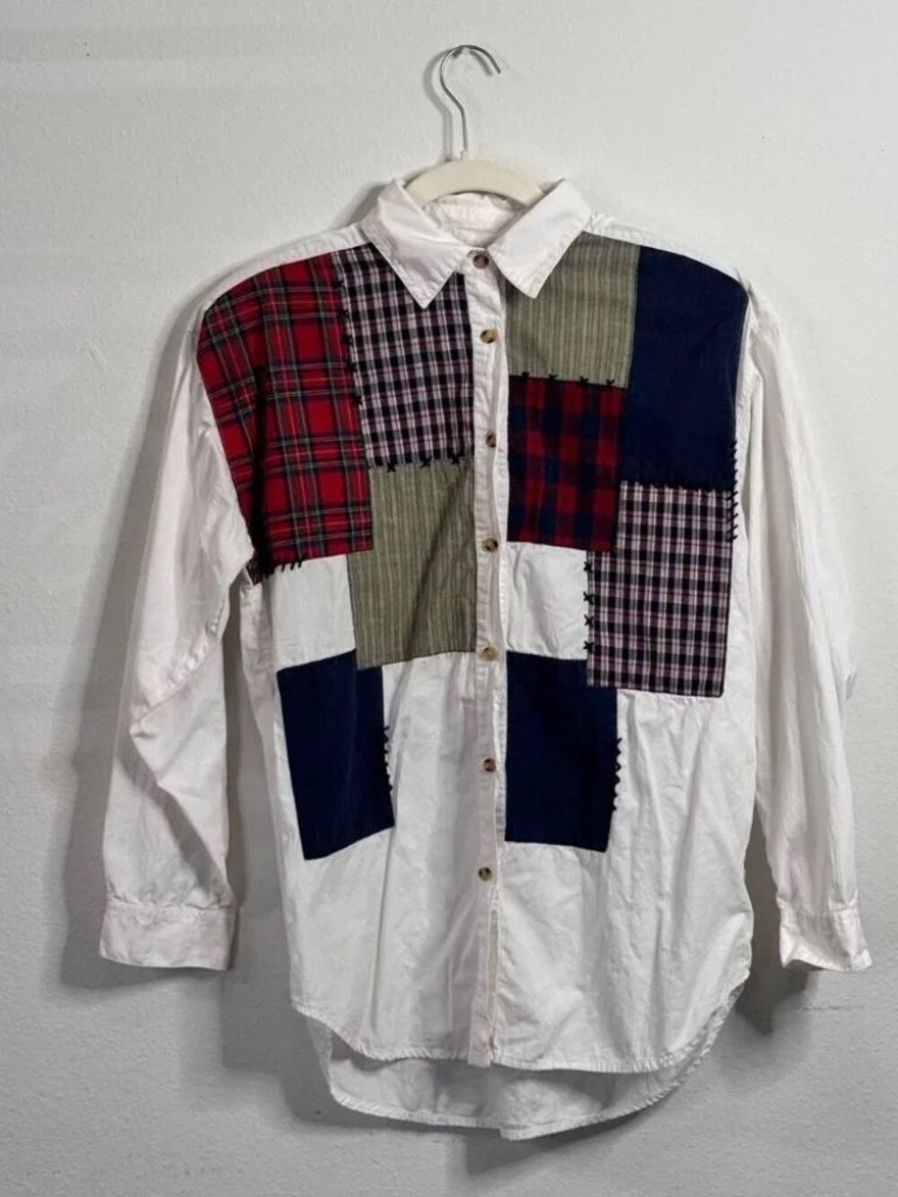 Backroad Blues Jeanswear Patchwork Button Down Shirt Size M